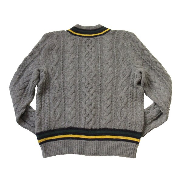 NWT Polo Ralph Lauren Embroidered Crown Cable Knit Cricket Sweater in Gray L - Picture 7 of 8
